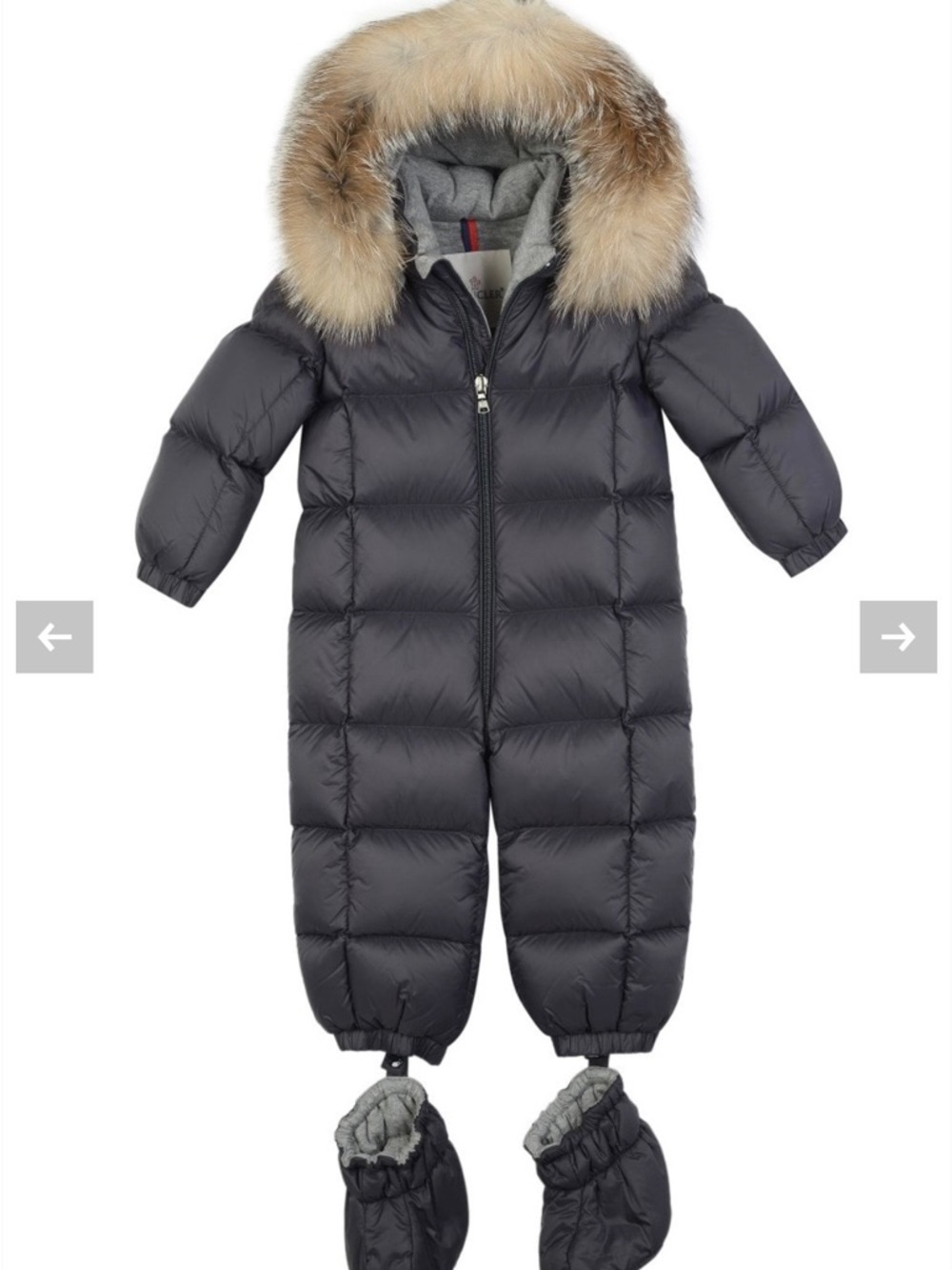 MONCLER Enfant Baby Toddler Navy Down Padded Logo ski Snowsuit w booties + belt